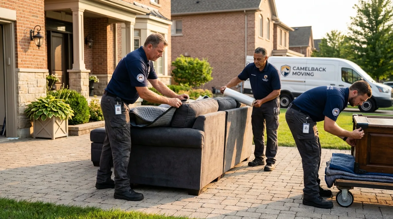 Large estate moving crew wrapping furniture in Fort Gaines, GA