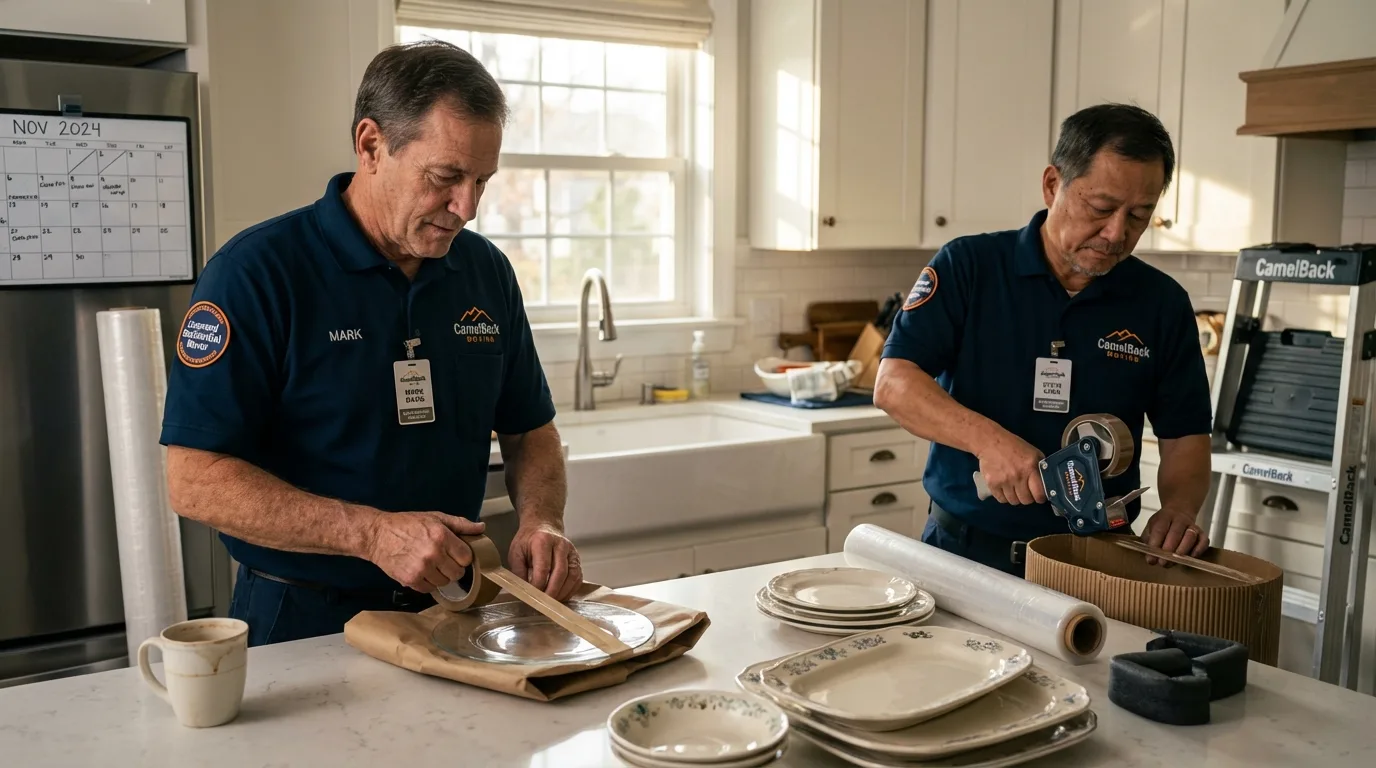 Professional crew packing kitchen dishware in Fort Gaines, GA